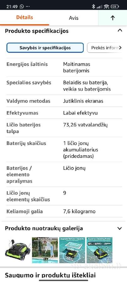 Baseinų valymo robotas Wy1103,be žarnos,120kv - nuotraukos Nr. 7