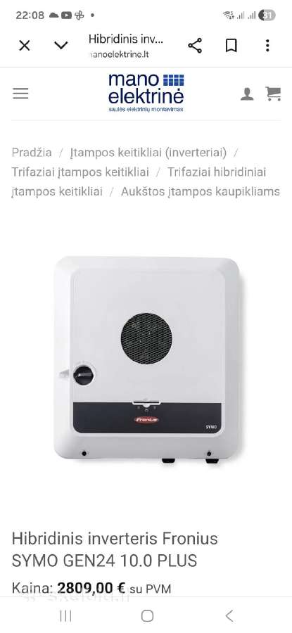 Inverteris Fronius symo gen24 plius - nuotraukos Nr. 3