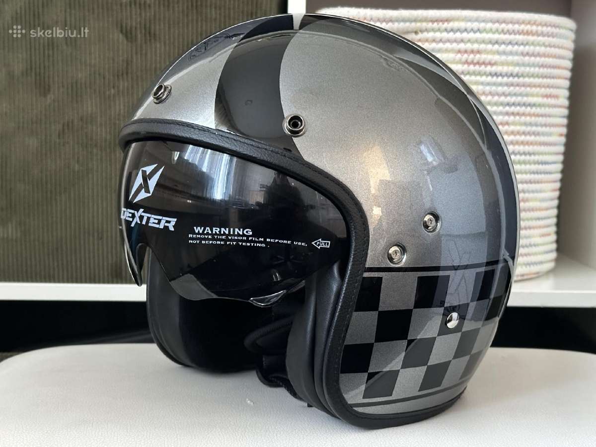 Retro motociklo šalmas Dexter dydžiai S ir M
