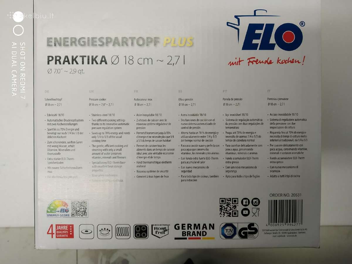 Greitpuodis Elo 2,7 l. - nuotraukos Nr. 2