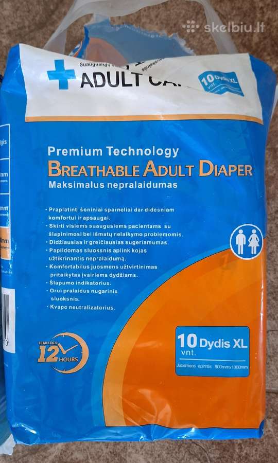 Suaugusiųjų sauskelnės Tena ir Adult care XL dydis - nuotraukos Nr. 2