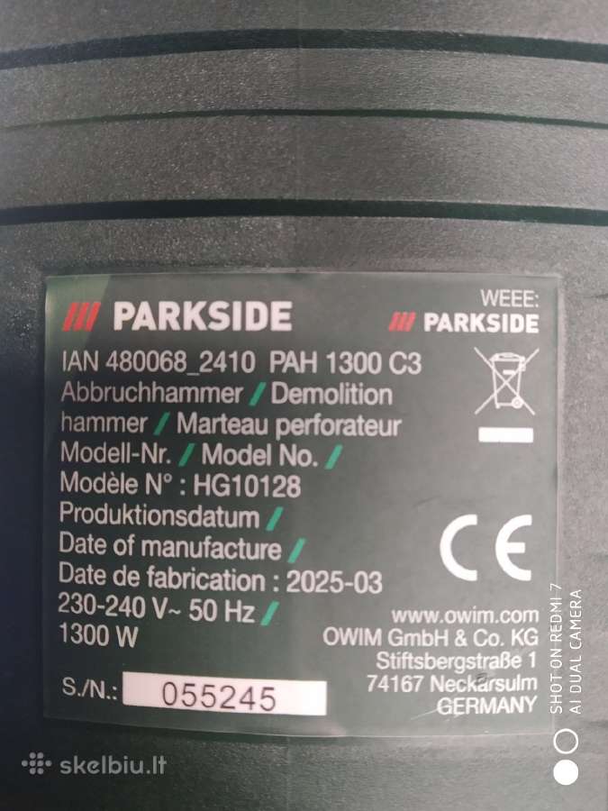 Akumuliatorinis perforatorius Bosch,parkside. - nuotraukos Nr. 15