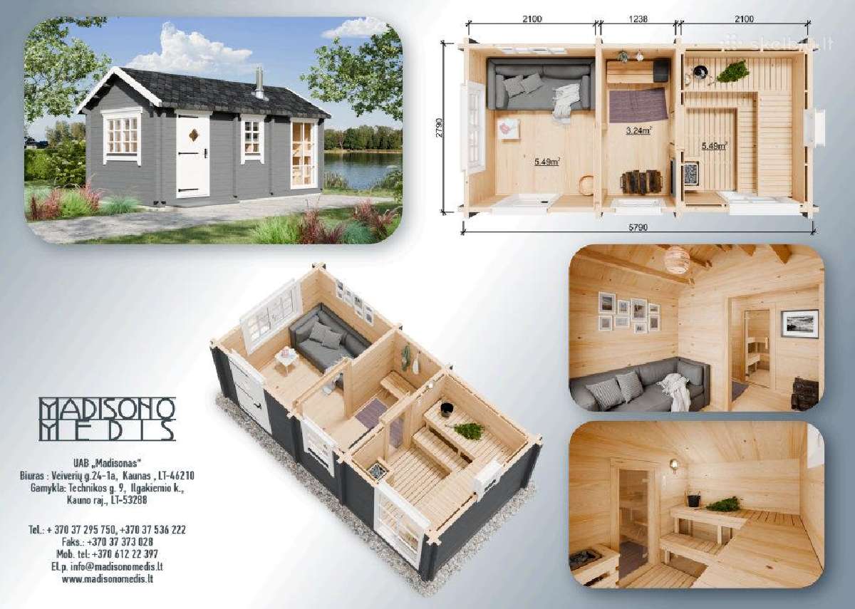 Medinė pirtis 3x6 m, 90 mm sienojai, įrengta - nuotraukos Nr. 2