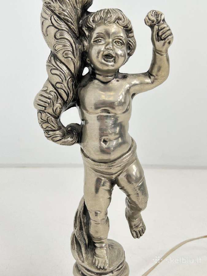 Stalinis, metalinis šviestuvas su angelo skulptūra - nuotraukos Nr. 7