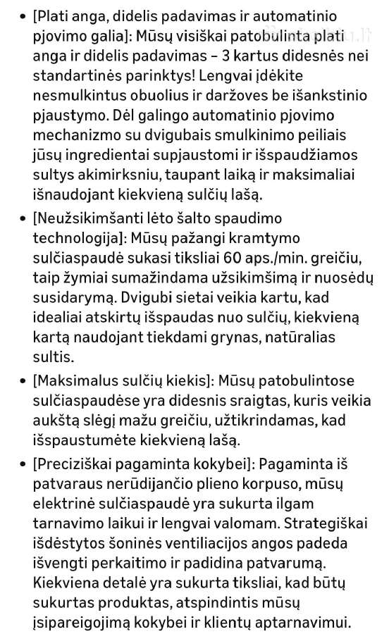 Letaeige sulčiaspaudė Amzchef, šalto spaudimo,200w - nuotraukos Nr. 7