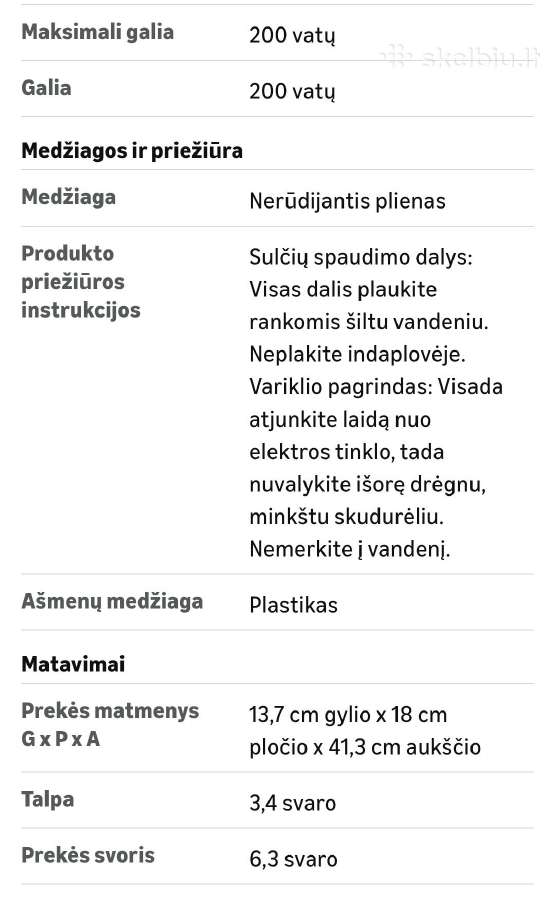 Letaeige sulčiaspaudė Amzchef, šalto spaudimo,200w - nuotraukos Nr. 8