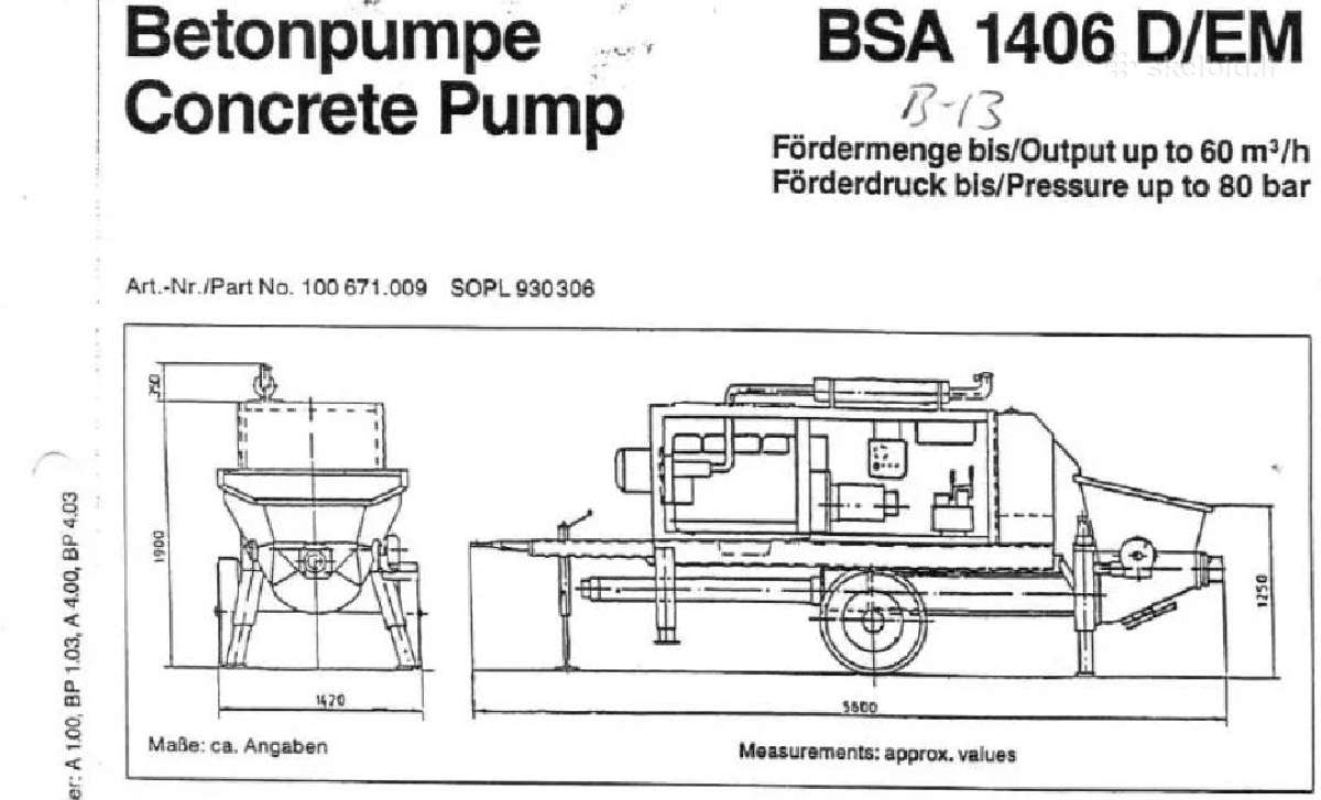 Stacionarus betono siurblys Putzmeister Bsa 1406 D - nuotraukos Nr. 6
