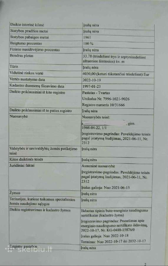 34m2 butas mūriniame name 28 km nuo Vilniaus - nuotraukos Nr. 13