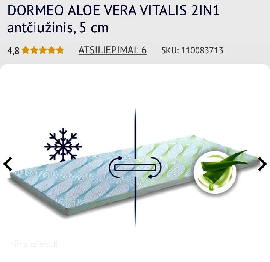 Antčiužinis Aloe Vera 2in1 5cm 90x200 - nuotraukos Nr. 2