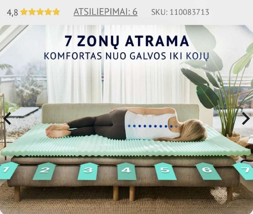 Antčiužinis Aloe Vera 2in1 5cm 90x200 - nuotraukos Nr. 3