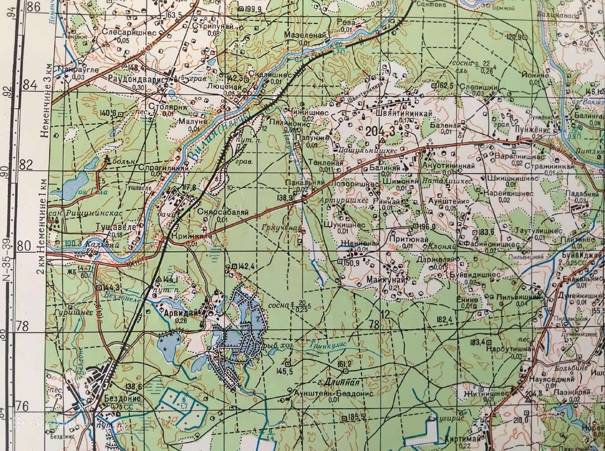 Pabradė topografinis žemėlapis 1983m. - nuotraukos Nr. 4