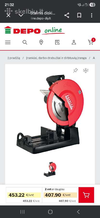 Stalinis diskinis pjūklas metalui Dc14 Niko 2200w/ - nuotraukos Nr. 6