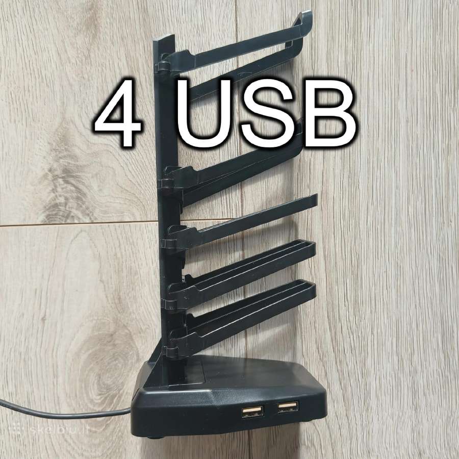 Žaidimų pultelių stovas / laikiklis su 4 Usb ps4