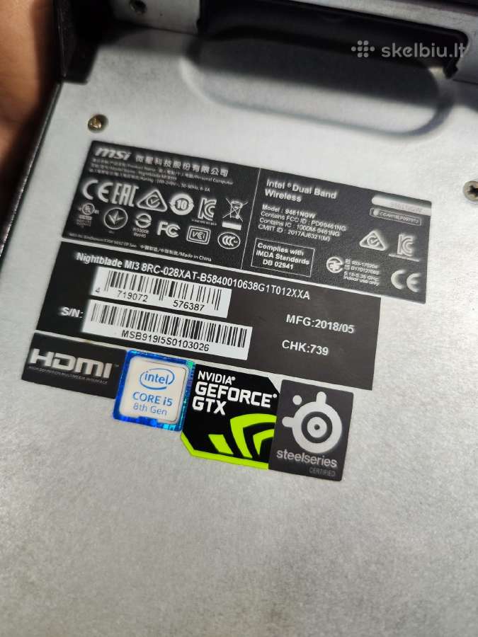 Msi Nightblade i5 8th/16gb/gtx/SSD+HDD - nuotraukos Nr. 9