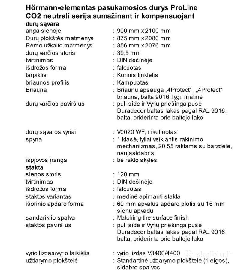 Hormann baltos vidaus durys, 2 vnt. - nuotraukos Nr. 3
