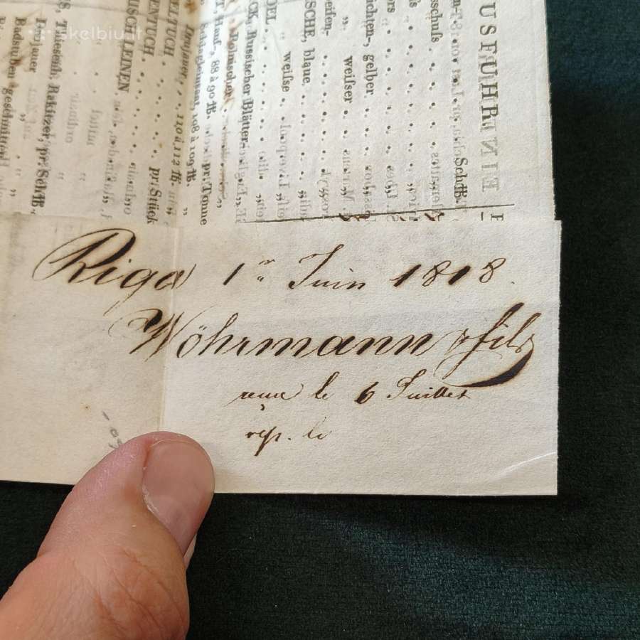 Laiškas 1818 metu Riga-memel / Klaipeda - nuotraukos Nr. 7