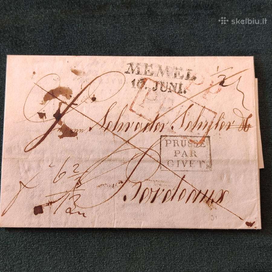 Laiškas 1818 metu Riga-memel / Klaipeda