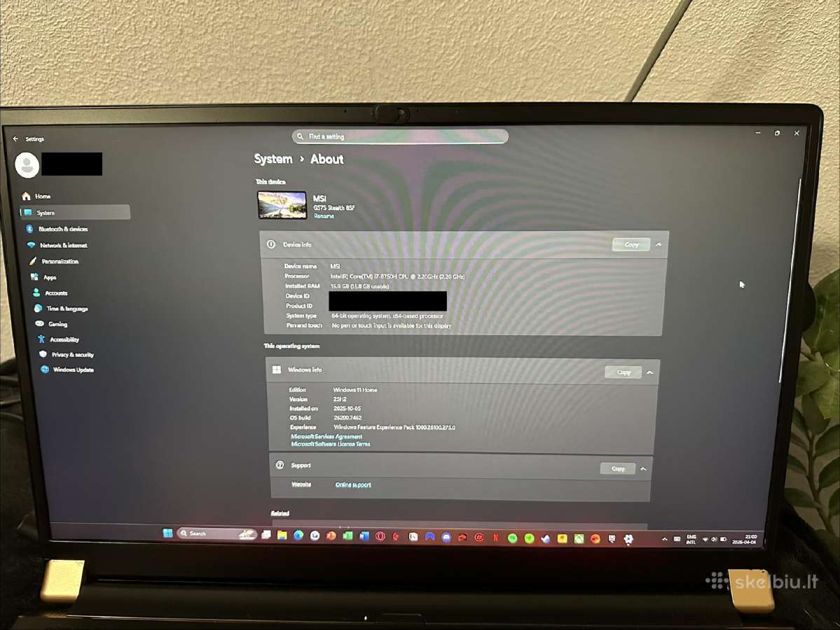 Msi Gs75 Stealth i7 Rtx 2070 144hz - nuotraukos Nr. 5