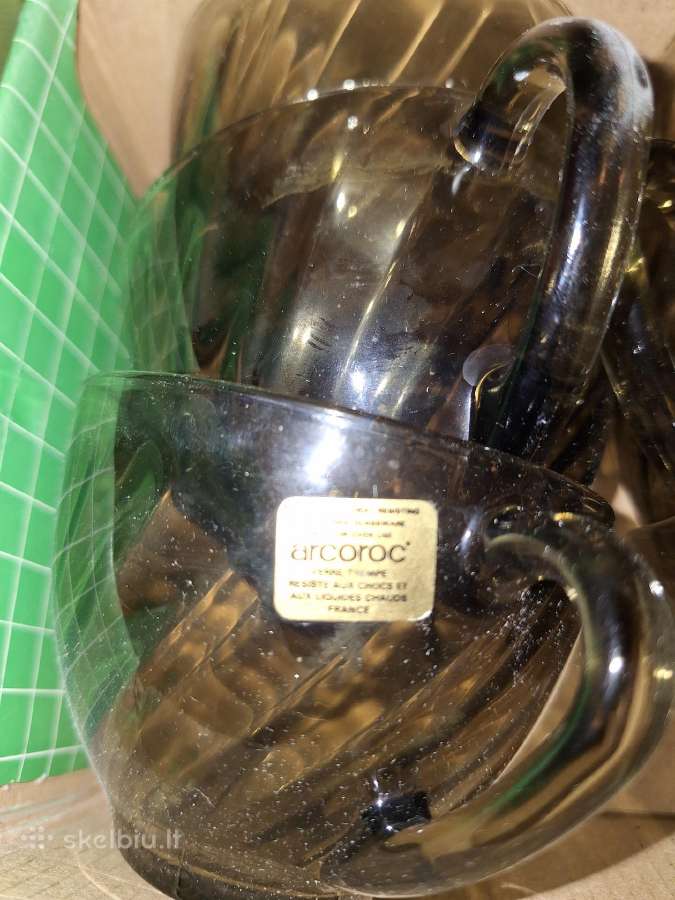 6 Puodeliai, tamsaus stiklo - nuotraukos Nr. 3