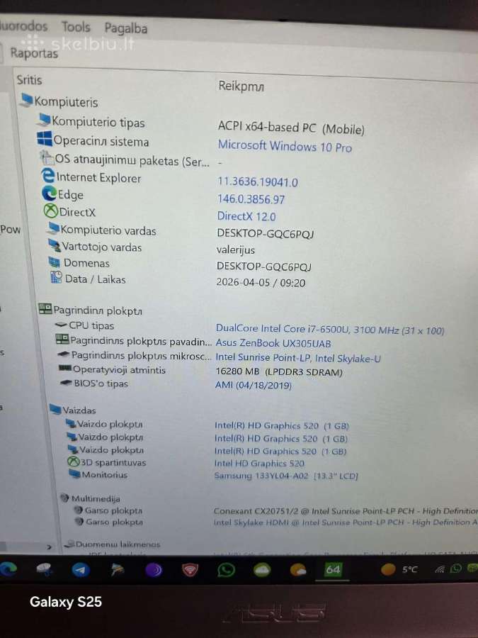 Parduodu Zenbook Asus Ux305uab SSD - nuotraukos Nr. 11