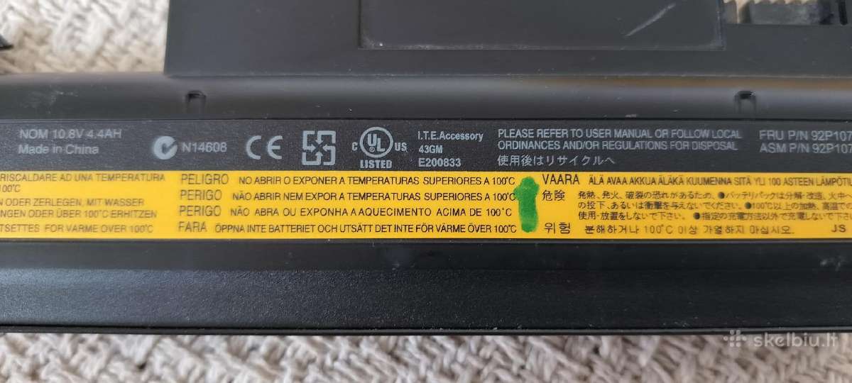Lenovo Thinkpad Li-ion 10.8v 4.4ah baterija - nuotraukos Nr. 3