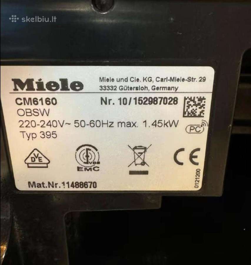Miele Cm6160 pilnai automatinis kavos aparatas - nuotraukos Nr. 7
