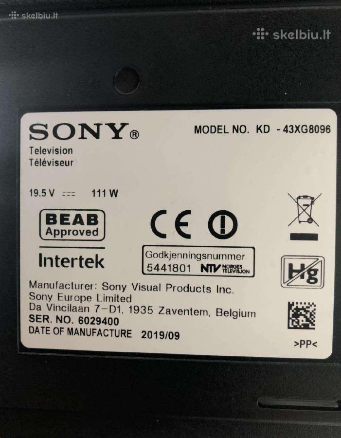 Sony televizorius Kd-43xg8096 puikios būklės - nuotraukos Nr. 10