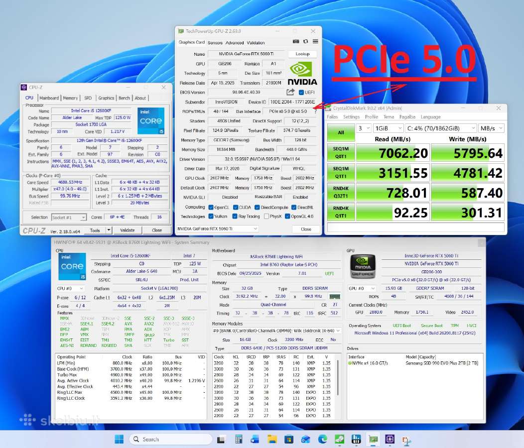Intel 12600kf, 32gb/ddr5, 5060ti/16gb, SSD/2tb, Wf - nuotraukos Nr. 9