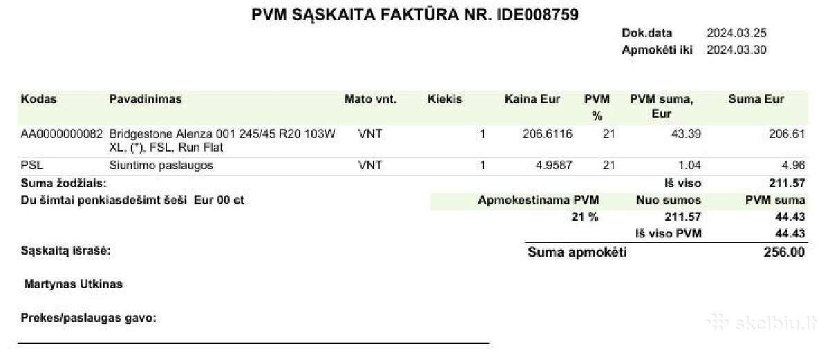 Bmw R20 vasarinės padangos Bridgestone Alenza Rft - nuotraukos Nr. 10