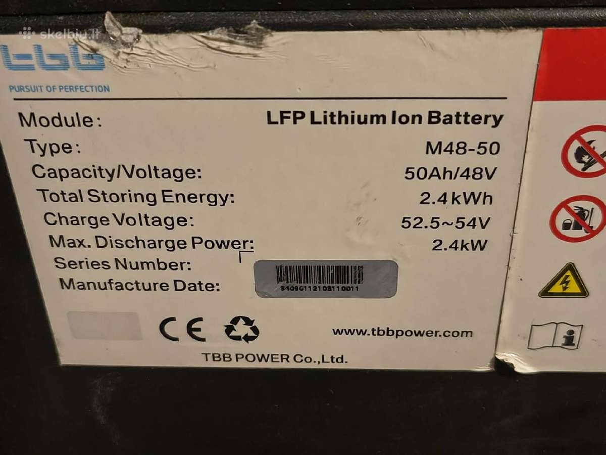 Tbb Lifepo4 Lithium akumuliatoriai 48v 50ah (100ah - nuotraukos Nr. 5