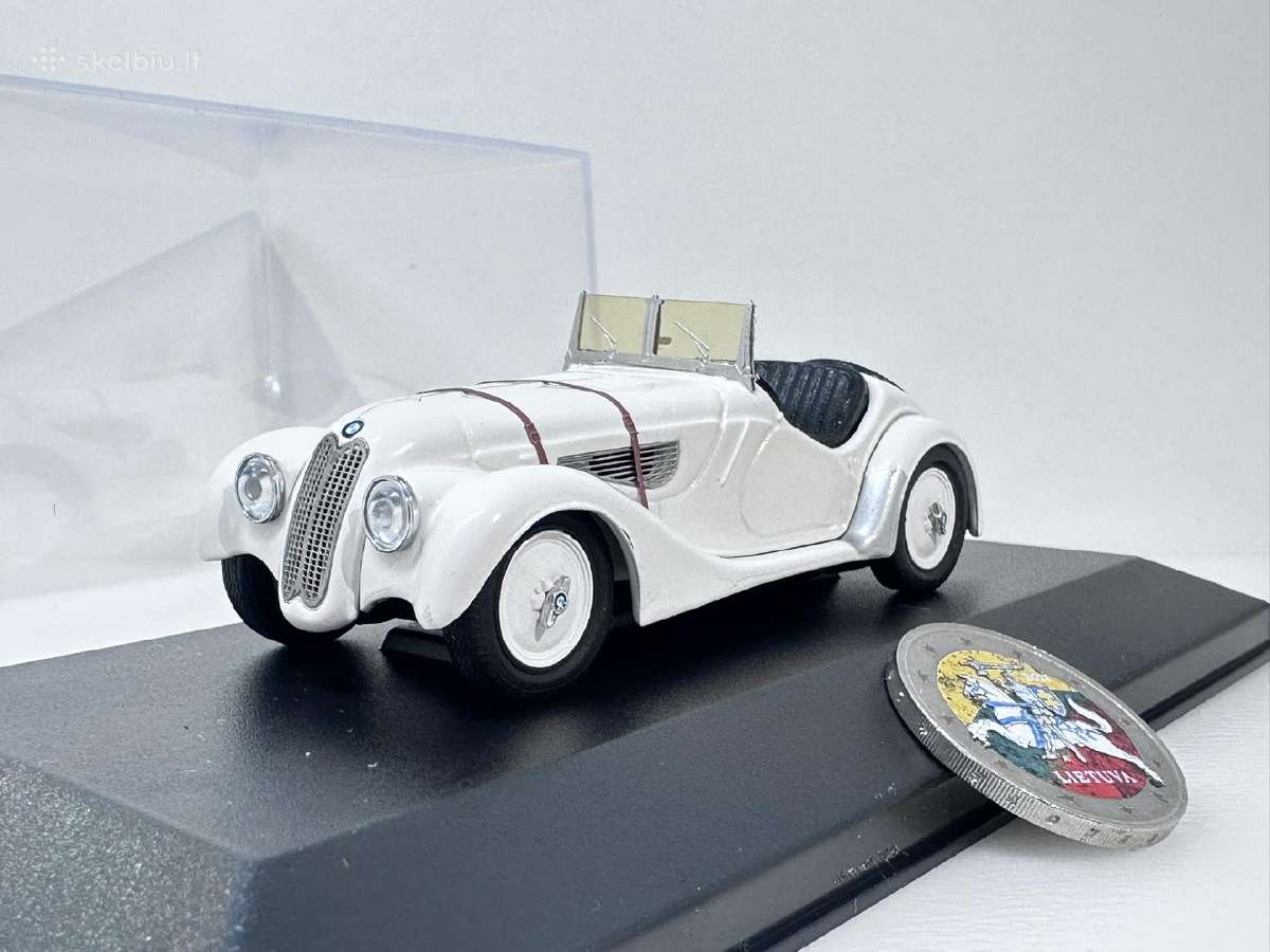 Bmw 328 Roadster balta 1:43 Schuco [neorg. vitrina
