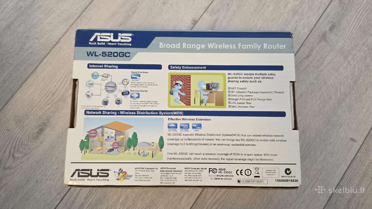 2 maršrutizatoriai Asus Wl-520gc.