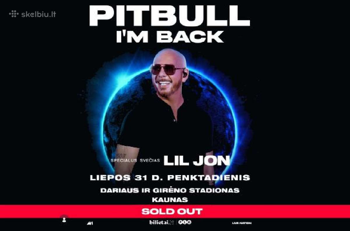 Pitbull 4 bilietai 2026.07.31 Kaunas