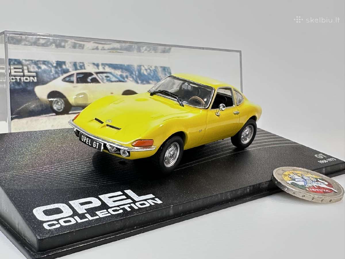 Opel GT geltona 1:43 Eaglemoss Kolekcinis model