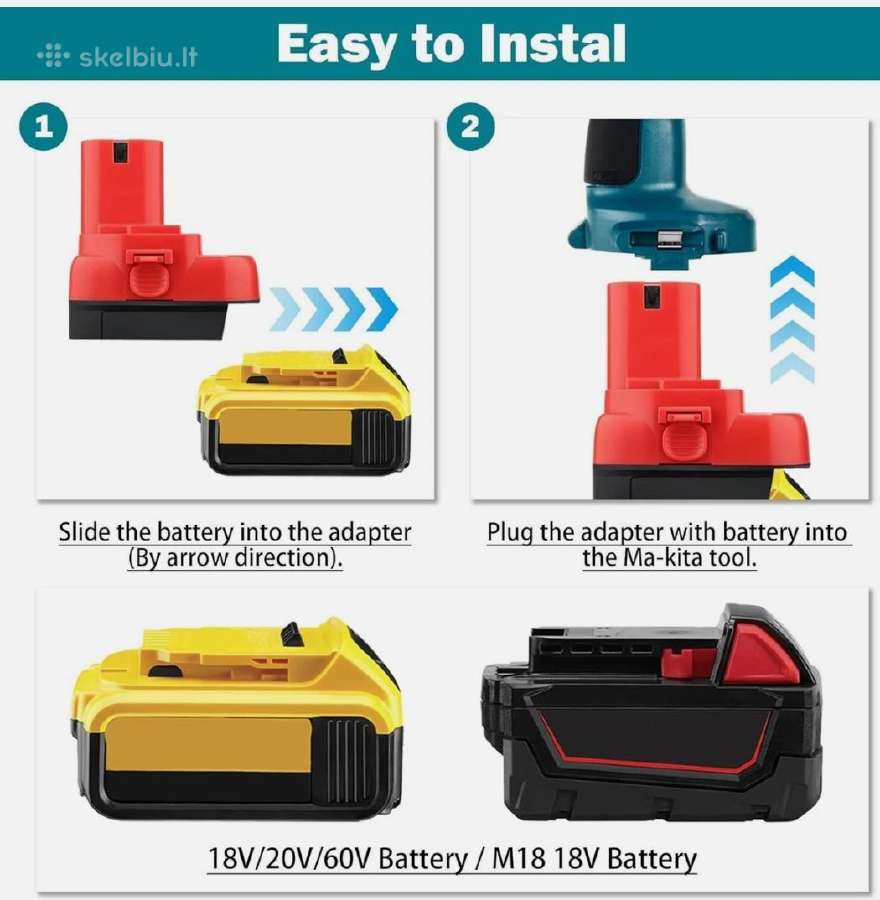 Adapteris skirtas "Dewalt" "Milwaukee" ir "Makita" - nuotraukos Nr. 3