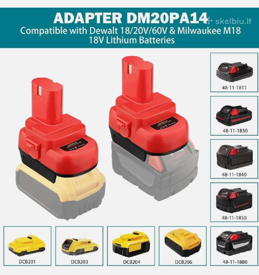 Adapteris skirtas "Dewalt" "Milwaukee" ir "Makita" - nuotraukos Nr. 5