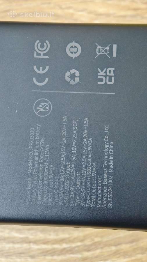 Išorinė baterija Baseus Lipo 30000mah 30w - nuotraukos Nr. 4