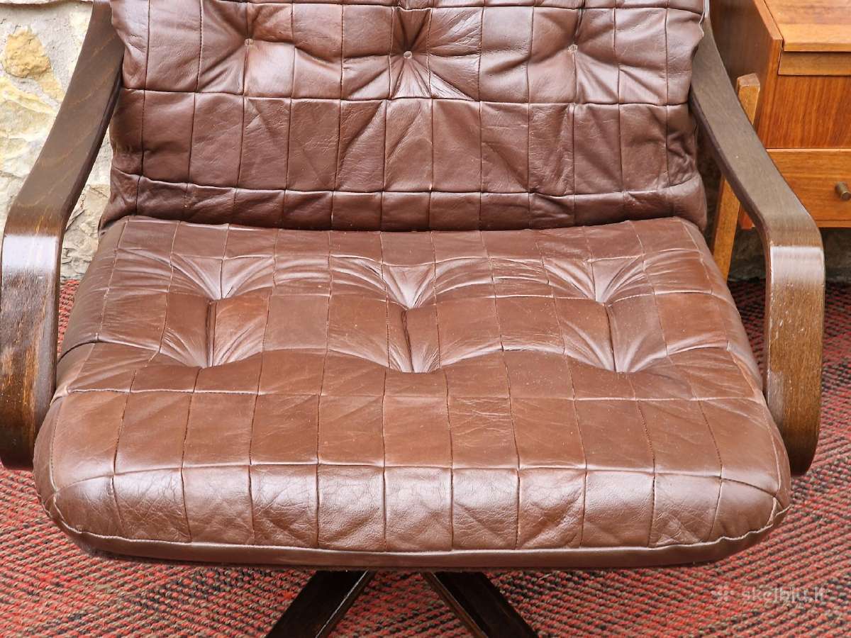Vintažinis mid century modern odinis fotelis - nuotraukos Nr. 10