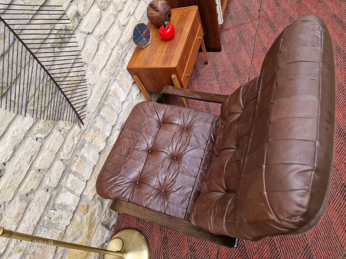 Vintažinis mid century modern odinis fotelis - nuotraukos Nr. 20