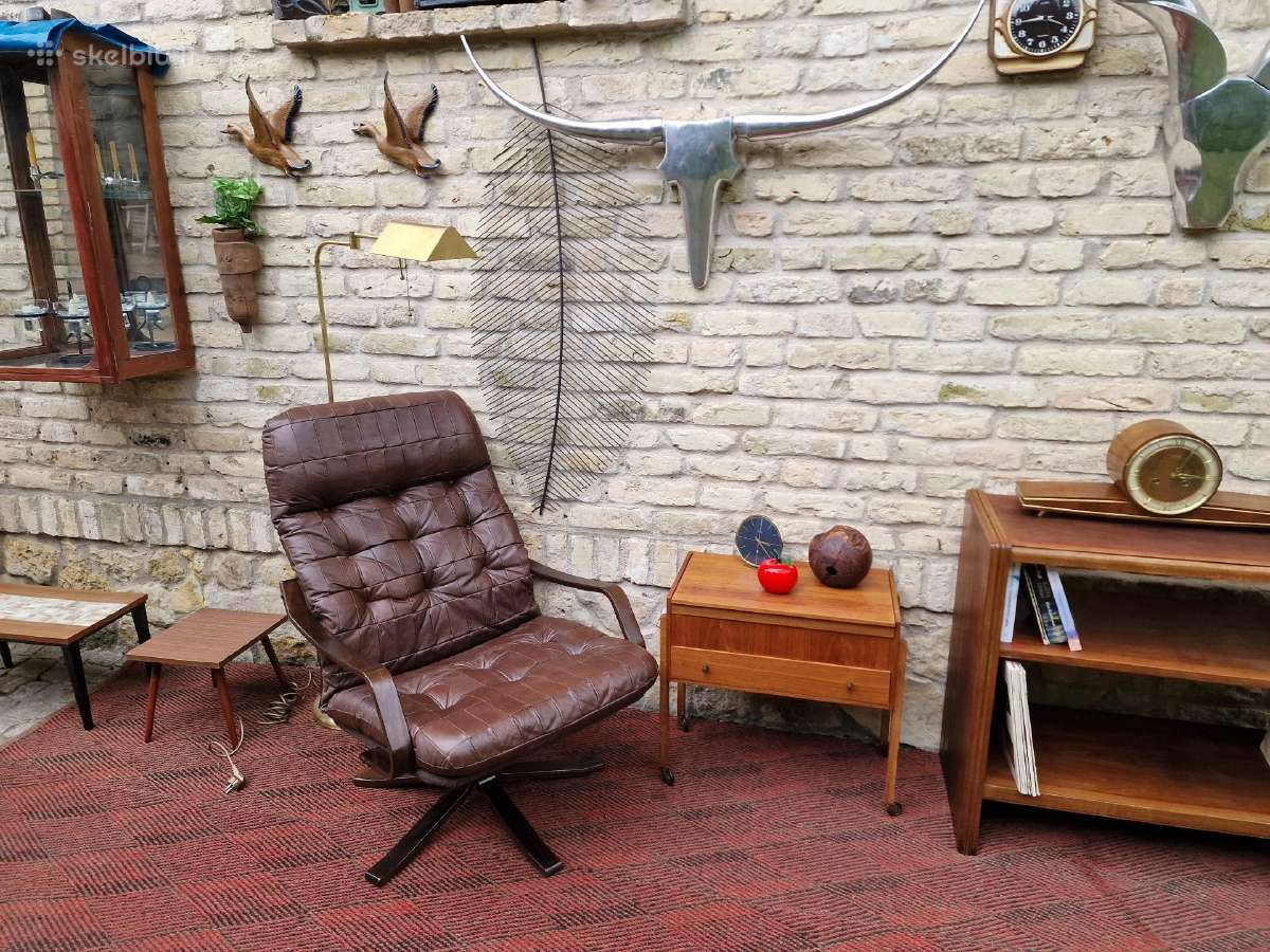 Vintažinis mid century modern odinis fotelis - nuotraukos Nr. 26