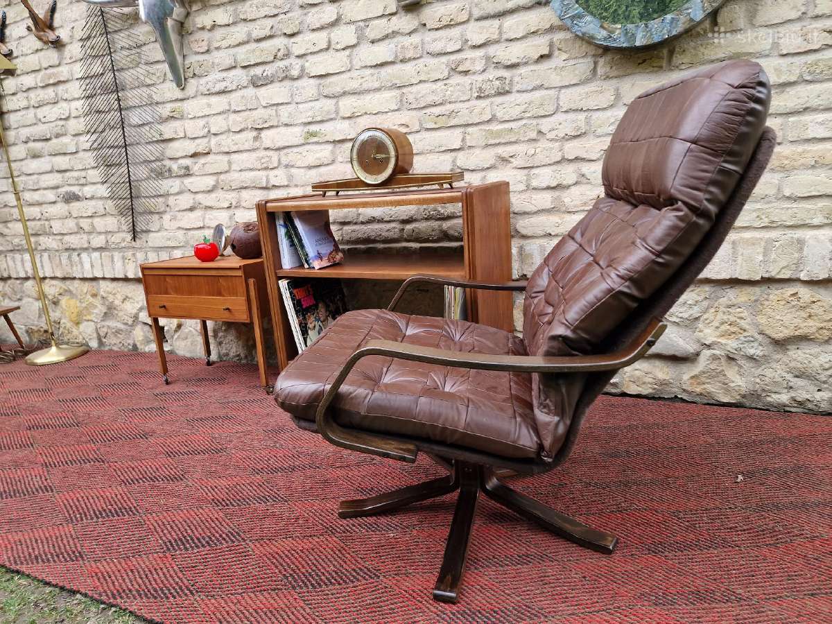 Vintažinis mid century modern odinis fotelis - nuotraukos Nr. 33