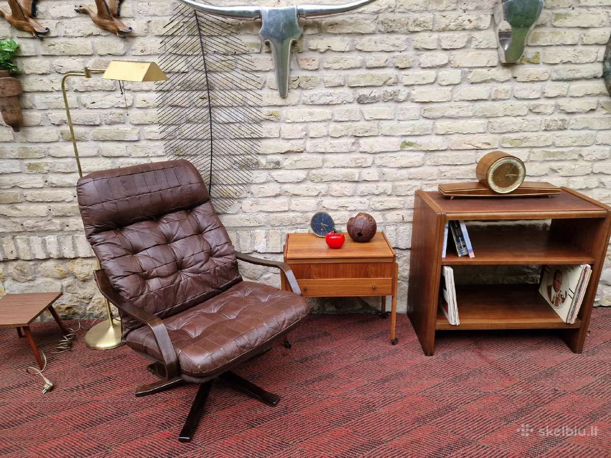 Vintažinis mid century modern odinis fotelis - nuotraukos Nr. 34