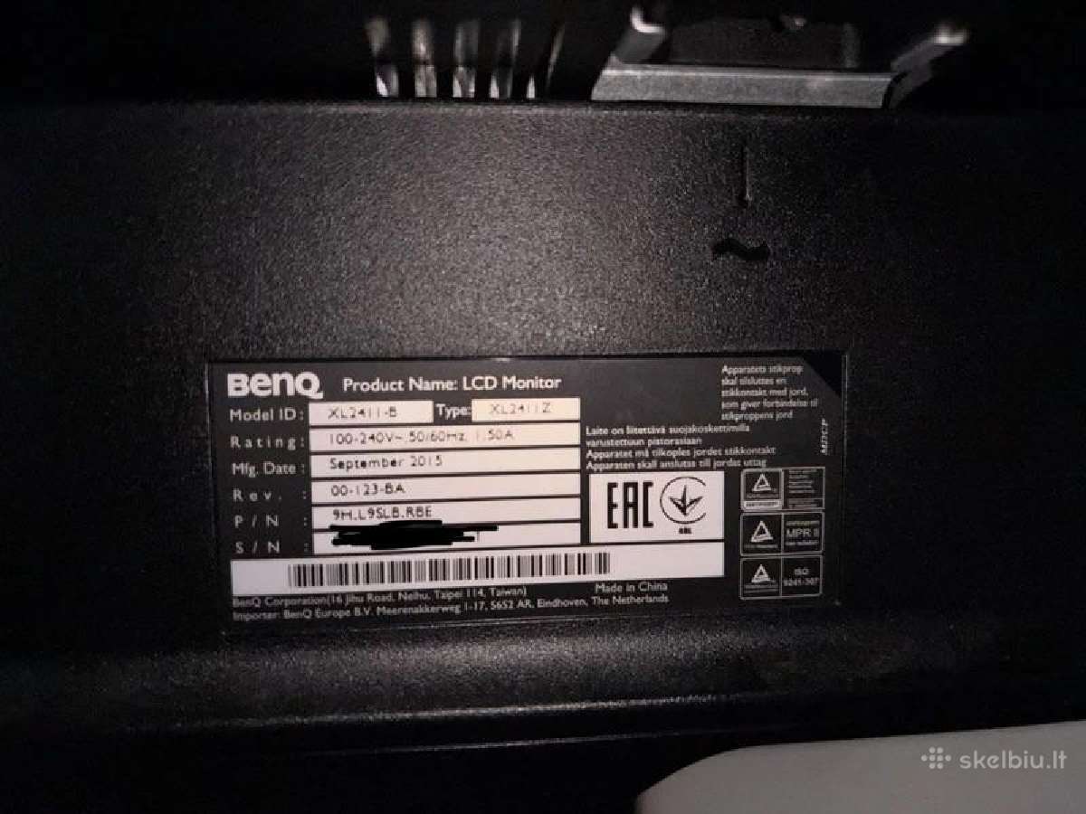 Benq Xl2411z žaidimų monitorius, 24 colių, 144hz - nuotraukos Nr. 3