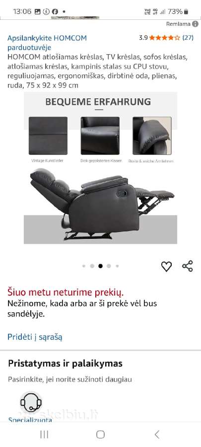Elektrinis Atlošiamas fotelis - nuotraukos Nr. 8