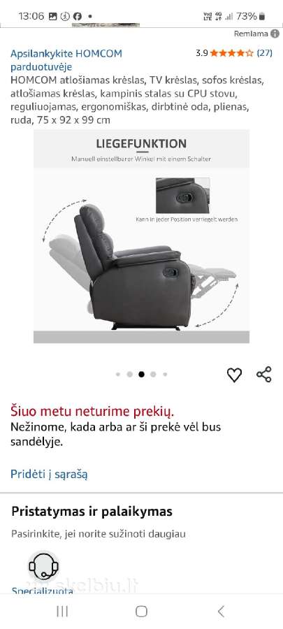 Elektrinis Atlošiamas fotelis - nuotraukos Nr. 9