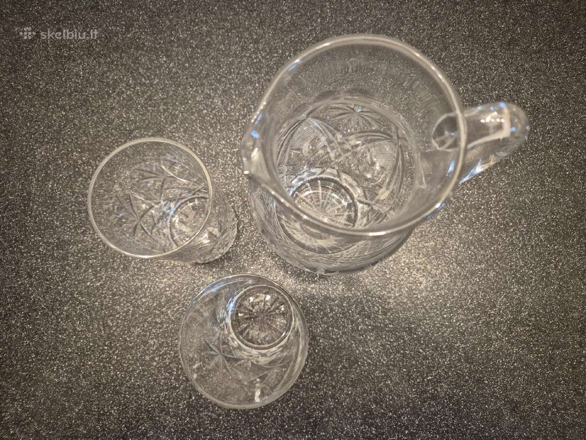Vintažinis ąsotis ir dvi aukštos stiklinės - nuotraukos Nr. 2