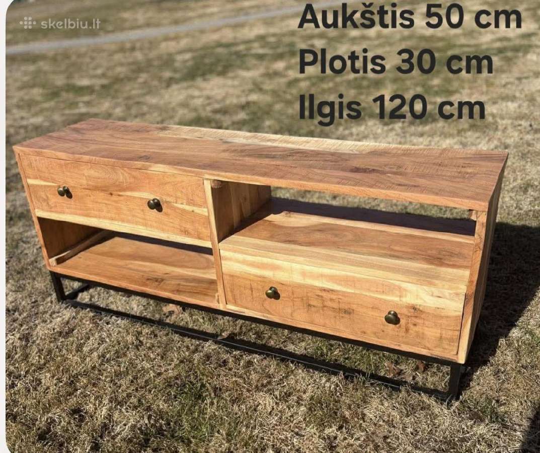 TV/kavos akacijos medienos staliukai