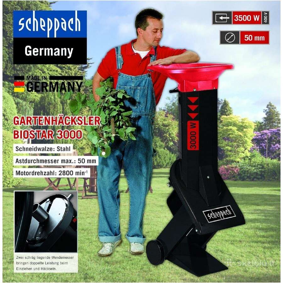 Elektrinis šakų smulkintuvas Scheppac (400v, 3 kw) - nuotraukos Nr. 3