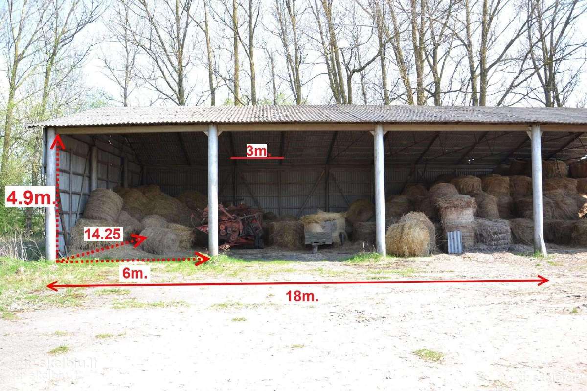 Sandėlys, angaras, pastogė.