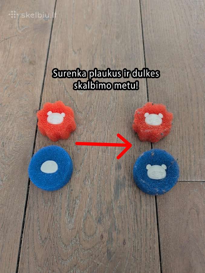 Plaukus surenkančios skalbimo kempinėlės